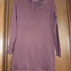 Cozy Mauve Merino Wool Hoodie Dress